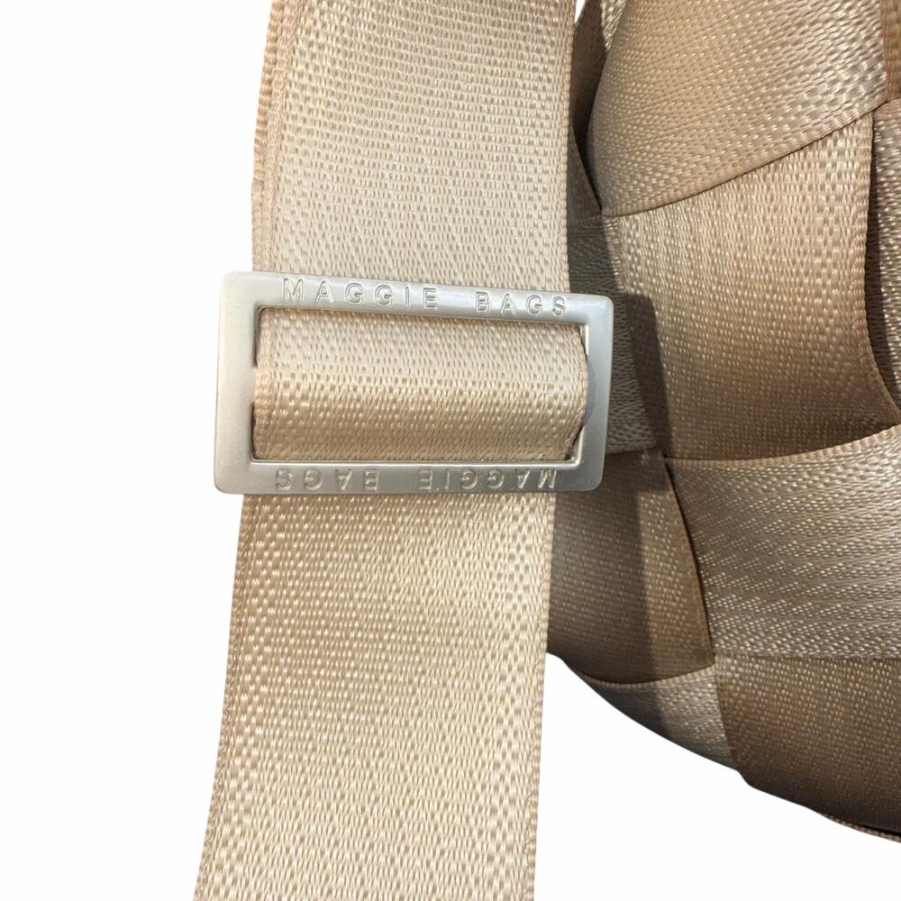 Maggie Bags Woven Seatbelt Laptop Tote Beige Crossbody Bag - Picture 11 of 14